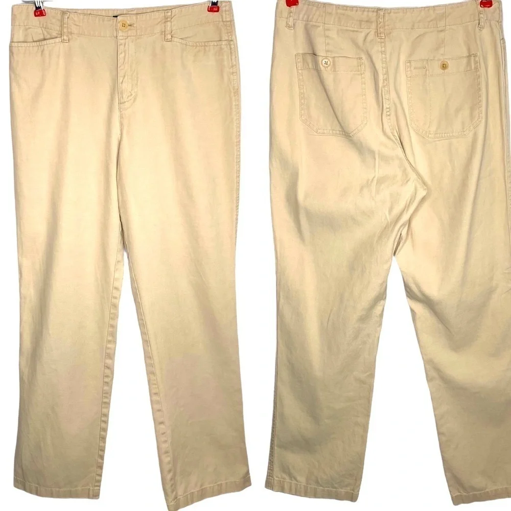 Y2K Lauren Ralph Lauren Linen Blend High Rise Straight Leg Pants Cream Size 6